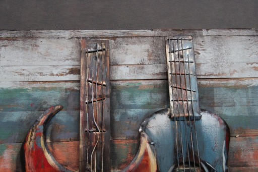 OBRAZ Gitary 3D Drewno Metal Trójwymiarowy Gitara
