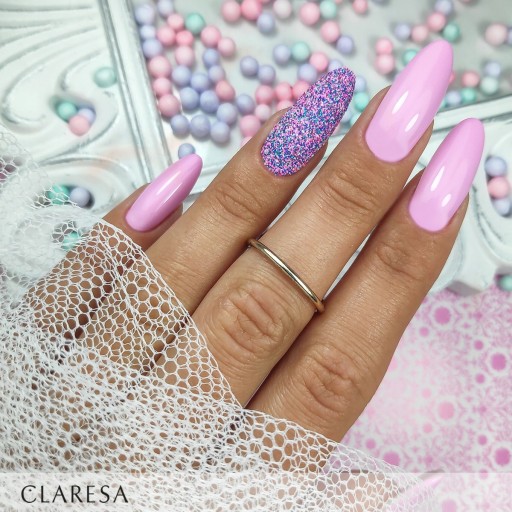 Cukierkowy mani 7x CLARESA Lakier HYBRYDA TOP BAZA