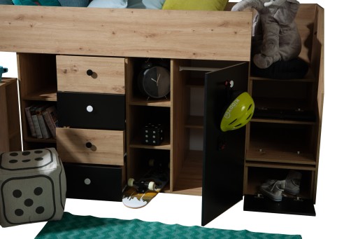 Двухъярусная кровать в мезонине и письменный стол SMART 3