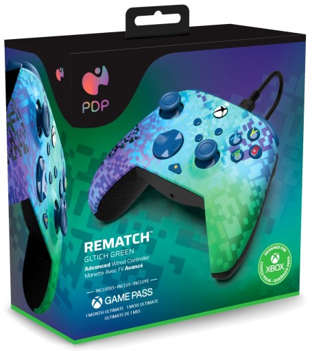 PDP XSX XO PC Pad przewodowy Rematch Glitch Green