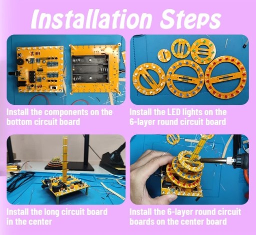Kolorowy Tort Animacja LED Melodyjka Happy Birthday DIY KIT