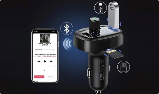 FM-ПЕРЕДАТЧИК BASEUS АВТОМОБИЛЬНОЕ ЗАРЯДНОЕ УСТРОЙСТВО BLUETOOTH MP3 2x USB SD/TF 3.4A