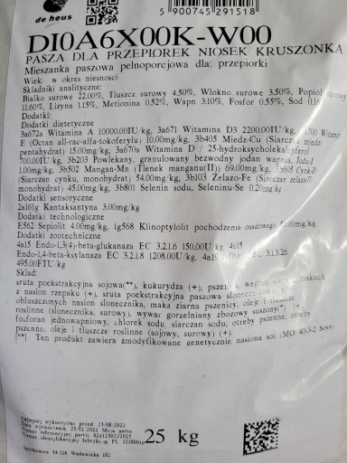 PASZA KARMA DLA PRZEPIÓREK KRUSZONKA WITAMINY MINERAŁY DE HEUS 25 KG