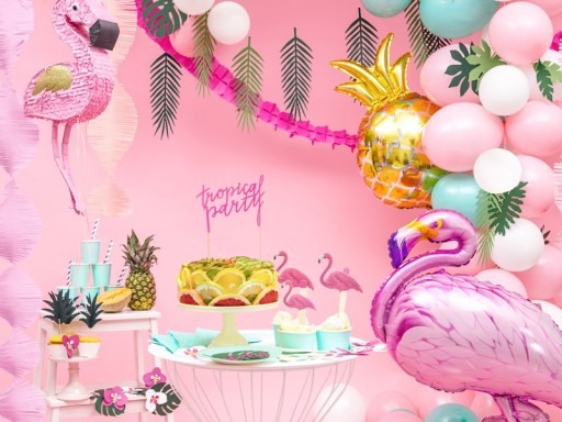 Topper na tort - Flamingi Aloha - 15-23,5 cm - 6 szt