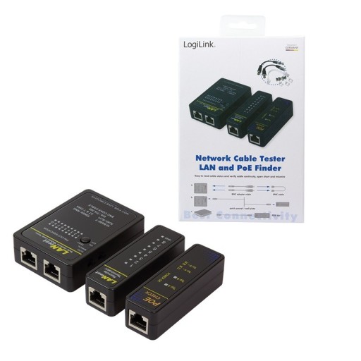 Тестер кабеля RJ45/RJ12/RJ11/BNC + искатель PoE