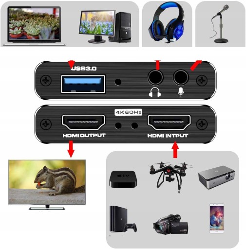 КАРТА ВИДЕОЗАПИТА USB 3.0 4K HDMI 2 HDCP