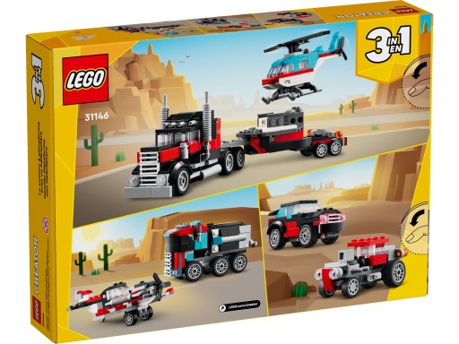 LEGO Creator 3w1 31146 Ciężarówka z platformą i helikopterem
