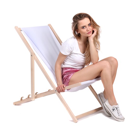 Leżak Ogrodowy Drewniany Biały Basic White Plażowy Składany Producent MIX