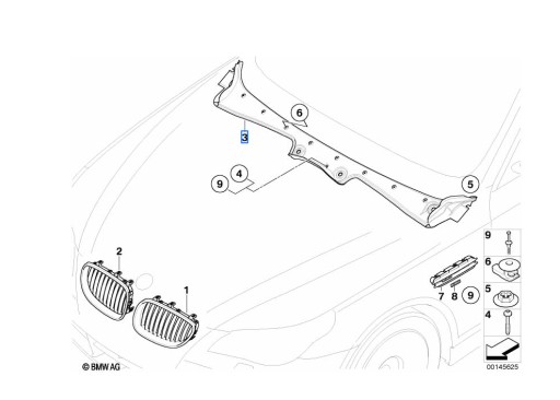 BMW E60 E61 Накладка на лобовое стекло оригинал