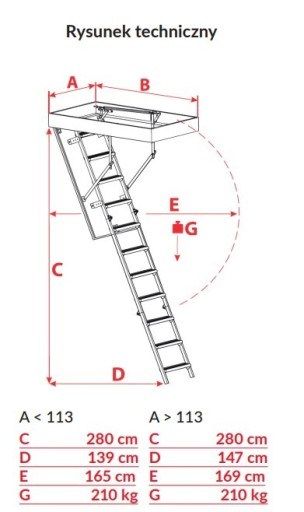 Чердачная лестница OMAN SOLID POLAR 55x120 280