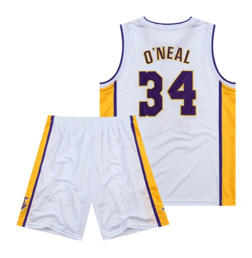 Strój sportowy z haftowanej koszulki Lakers O'Neal nr 34 do koszykówki, S