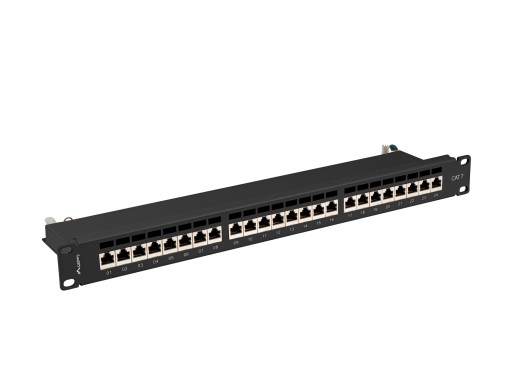 Патч-панель Lanberg 19 24xRJ45 1U черный экран кат.7