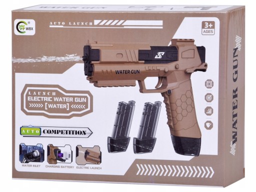 АВТОМАТИЧЕСКИЙ ЭЛЕКТРИЧЕСКИЙ ВОДЯНОЙ ПИСТОЛЕТ GLOCK С ДВУМЯ МАГАЗИНАМИ