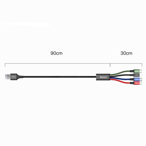 КАБЕЛЬ USB-КАБЕЛЬ 4 в 1 2 порта Lightning USB-C microUSB