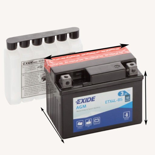 Четырех аккумуляторная батарея 3 Ач EXIDE AGM ETX4L-BS для квадроциклов ЭФФЕКТИВНОСТЬ ДОЛГОВЕЧНОСТЬ ДОЛГОВЕЧНОСТЬ