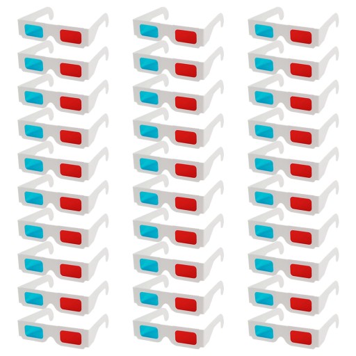 3D БУМАЖНЫЕ ОЧКИ БЕЛЫЕ 30 ШТ.