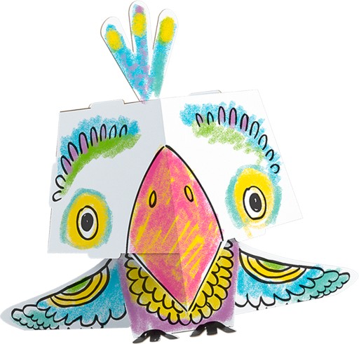 Раскраска Попугай Monumi Cubehead Regular 3D