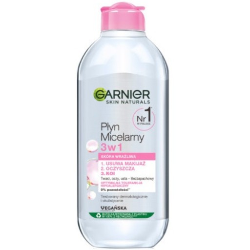 GARNIER Płyn micelarny 3w1 skóra wrażliwa 400ml