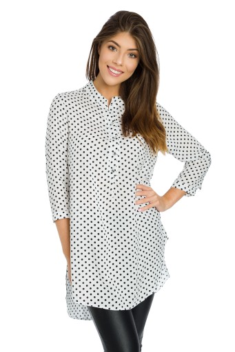 Luźna elegancka TUNIKA OVERSIZE groszki roz - 52