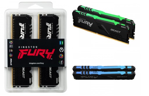 Оперативная память KINGSTON DDR4 16 ГБ (2x 8 ГБ) 3600 МГц CL18 Fury Beast RGB Black