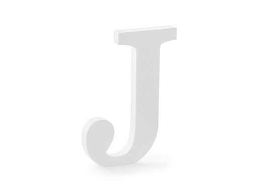 Деревянная буква J, белая, 14,5х20см.