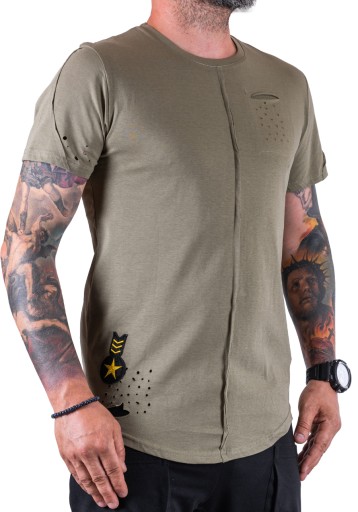 Khaki T-SHIRT dziurkowane elementy RIBAS r. XL