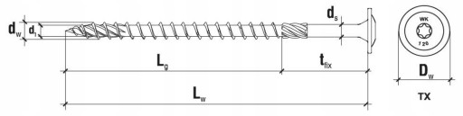 Саморезы столярные 8х120 мм 50 шт. Диск TORX Klimas WKCP.