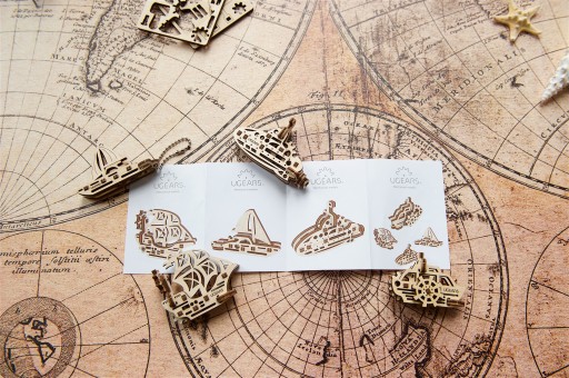 U-Fidgety Ships механический пазл из 4 предметов 3D UGears