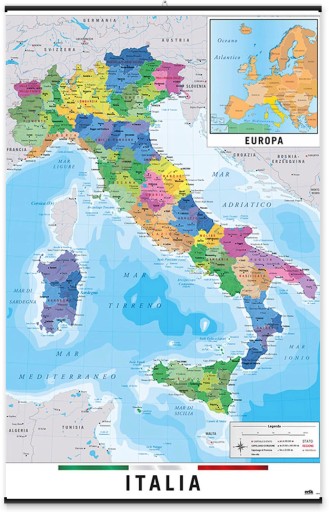Plakat polityczna Mapa Włoch 61x91,5 wers. hiszp.
