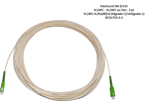 Оптоволоконный патч-корд SC/APC-SC/APC sx кабель 15м