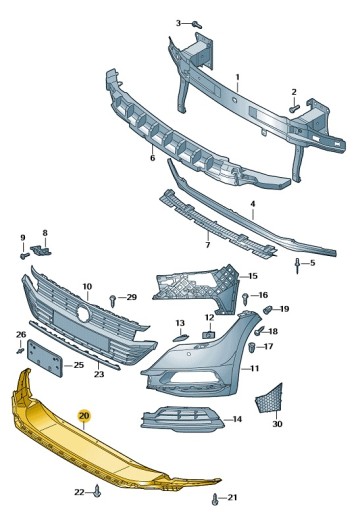 Передний бампер спойлер VW Arteon Original 3G8805903A
