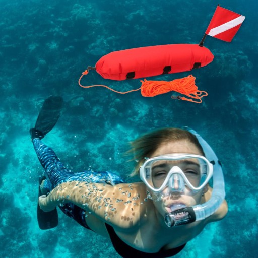 Inflatable Float Signal Board for Freediving, Red