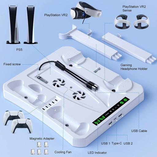 STACJA ŁADUJĄCA DO PSVR2+DualSense+PS5 COOLING FAN