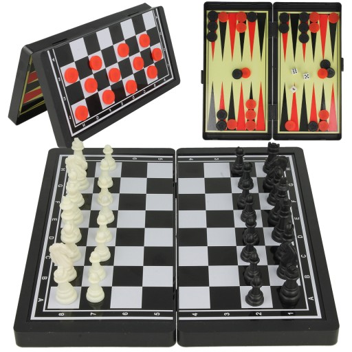 Дорожный набор игр 3-в-1: шахматы, шашки, нарды.