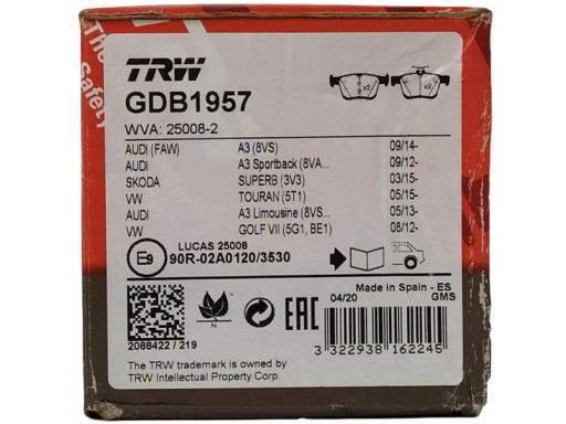 ЗАДНИЕ ТОРМОЗНЫЕ ДИСКИ TRW SKODA SUPERB III (3V3)