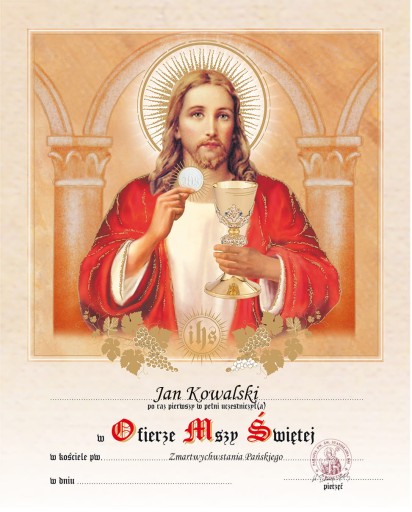 Pamiątka Pierwszej Komunii Obrazek komunijny tradycyjny PERSONALIZACJA !