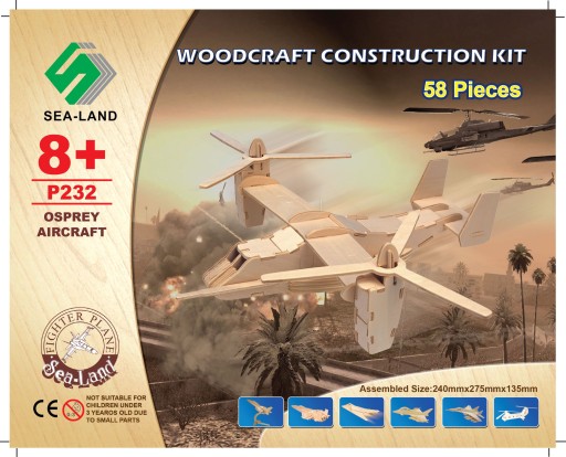 3D ДЕРЕВЯННЫЙ ПАЗЛ САМОЛЕТ V-22 OSPREY