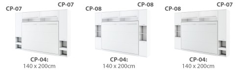 Полутороспальная кровать / Кровать в гардеробе 140x200 Белый матовый