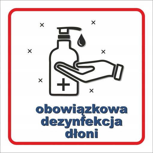 NAKLEJKA dezynfekcja zachowaj odstęp maseczki 20cm