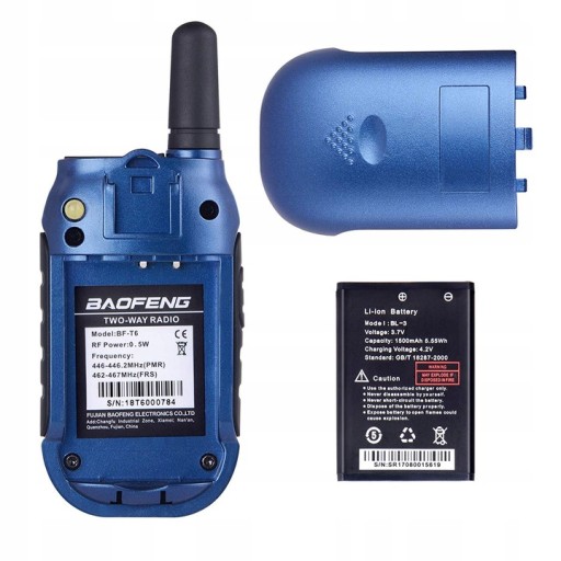 Baofeng BF-T6 Krótkofalówka Walkie Talkie USB VOX Latarka LED Łoki Toki