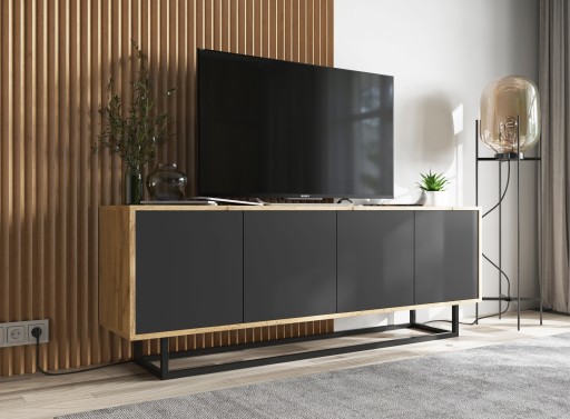 Шкаф под телевизор Modern Loft Wotan черный MAT 150 см