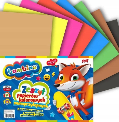 Блок цветной самоклеящейся бумаги B4, 8 листов Bambino