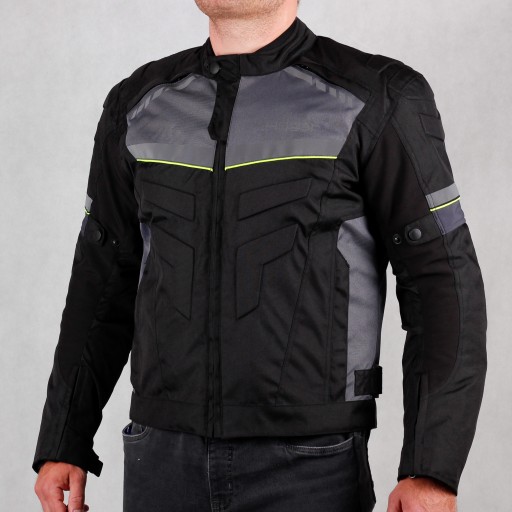 Kurtka motocyklowa HUSAR HORNET męska tekstylna czarno szara fluo