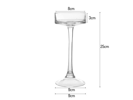 SZKLANY ŚWIECZNIK NA NÓŻCE nodze NA TEALIGHT 25 CM