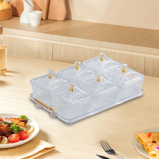 Поднос для сервировки закусок из сухофруктов для гостиной, столовой, прозрачный
