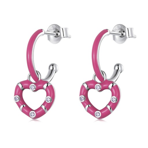 Серебряные серьги СИЯЮЩАЯ ЭМАЛЬ СЕРДЕЧКИ S925