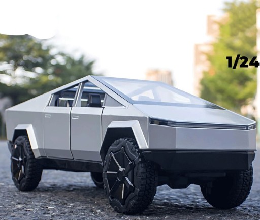 МОДЕЛЬ АВТОМОБИЛЯ TESLA CYBERTRUCK 1:24 ИЗ АЛЮМИНИЕВОГО СПЛАВА С ФАРАМИ И ДВЕРЯМИ