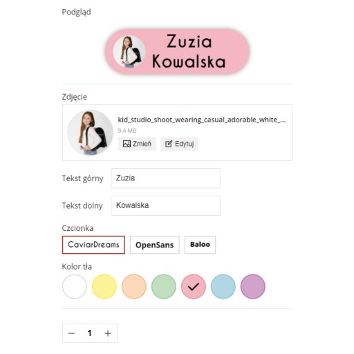 x58 Naklejki imienne ze zdjęciem dziecka Twoją grafiką szkoły przedszkola