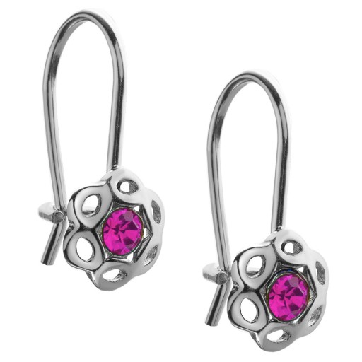 СЕРЕБРЯНЫЕ СЕРЬГИ ДЕТСКИЕ, ПОДВЕСЯЩИЕ ЦВЕТЫ, РОЗОВЫЕ