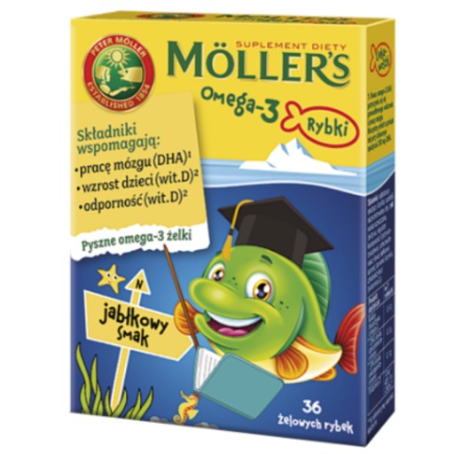 Мармеладки Moller's Омега-3 с яблоком и рыбой для детей 2х36 шт.